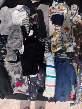 Mixed Baby/Toddler Clothing Lot with Black Overalls